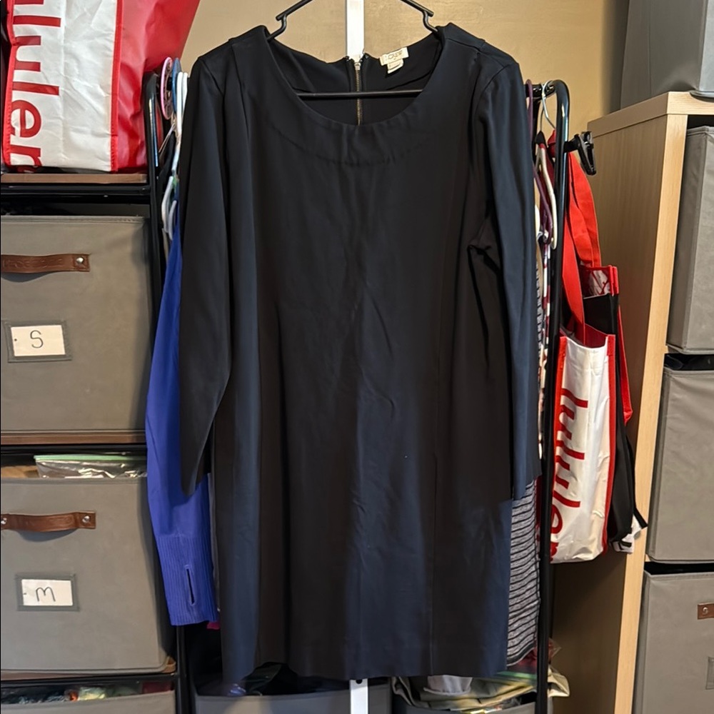 J Crew Ponte Midi Dress Sz Large Black Style C8829